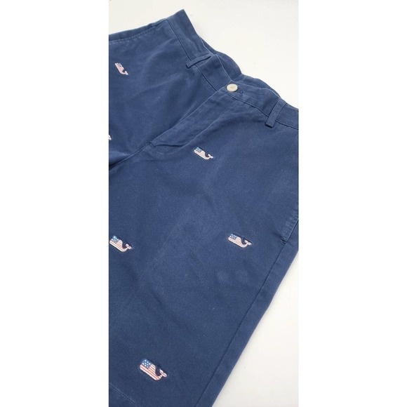 Vineyard Vines American Flag Whale Embroidered Breaker Shorts Size 33 Navy - Picture 3 of 12